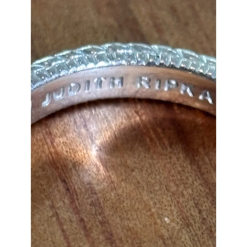 Judith Ripka 925 Sterling Silver Band Ring Cubic Zirconia 3 Sapphire Blue 9